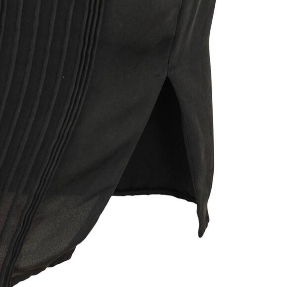 Vince Silk Pintuck Pleats Shift Dress Womens Size 4 Black V-Neck Long Sleeves - Picture 6 of 13